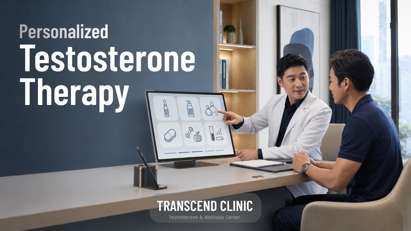 Personalized Testosterone Therapy in Bangkok - Transcend Clinic Doctor at Transcend Clinic Bangkok explaining personalized testosterone therapy options to a male patient