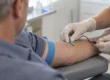Man having blood drawn at a clinic for a testosterone blood test